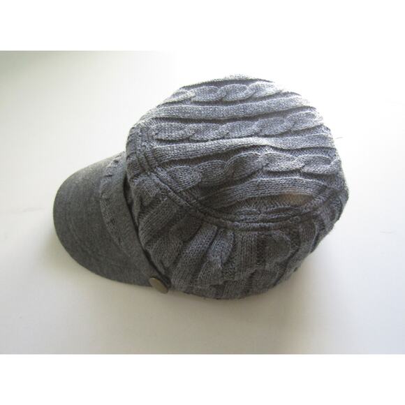 Gray Cable Knit Newsboy Cap Cabbie Hat Visor Brim One Size - Picture 2 of 7